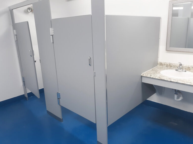 Solid plastic bathroom partitions grey dawn Partition King