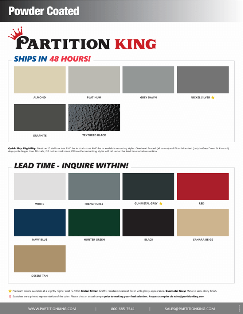 Powder Coated Color Chart Image